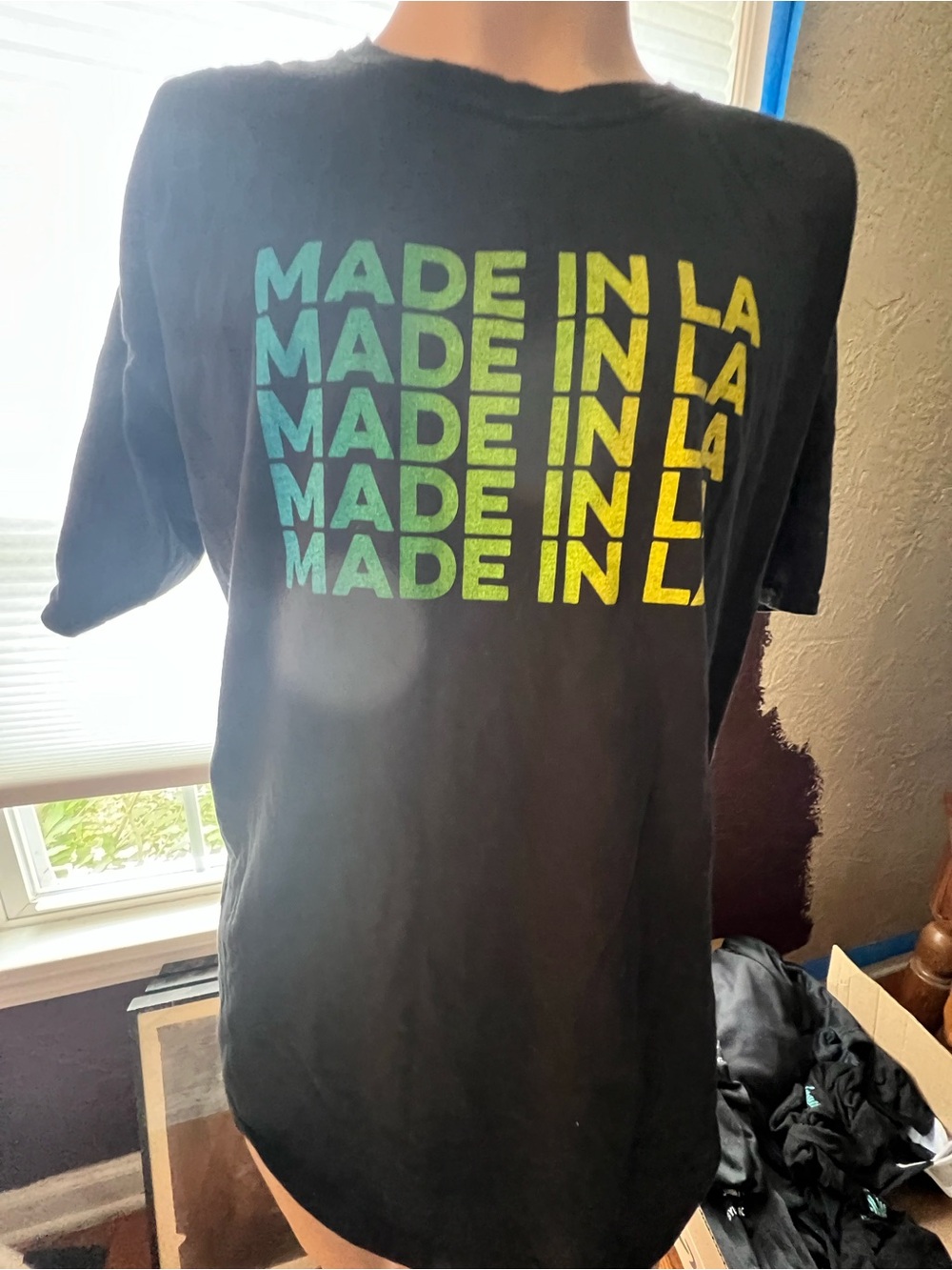 Made In LA Graphic Tee - Black with Teal & Yellow Print